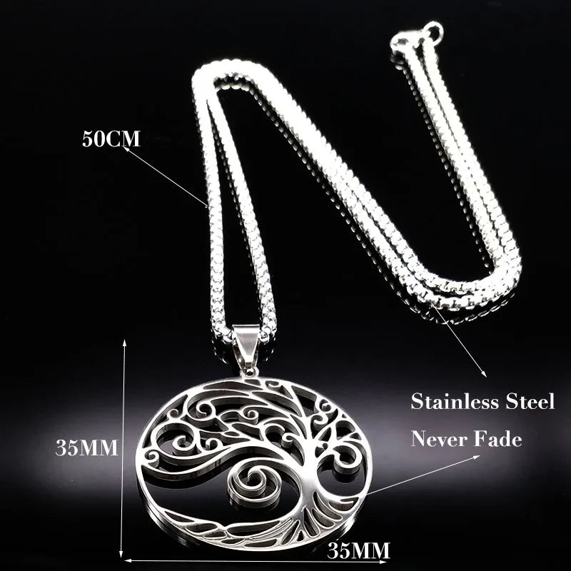 Tree of Life Collar Stainless Steel Women Men Chain Necklace Pendant