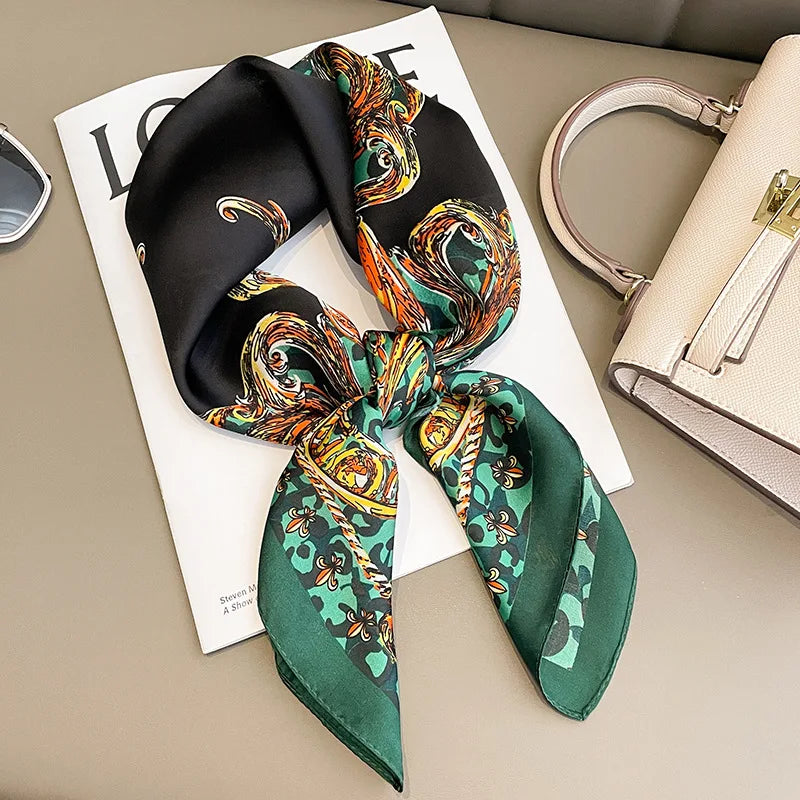 Women Fashion Square Small Silk Satin Scarf Design Printed Bandana Scarves
