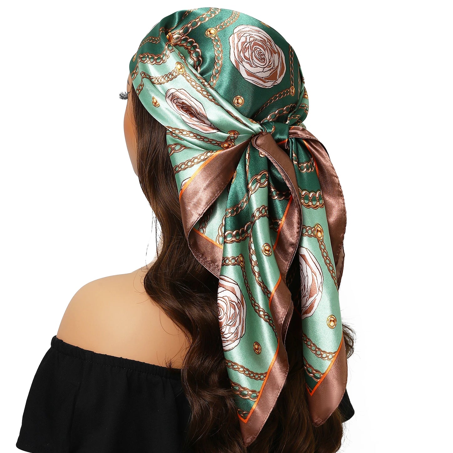 90cm Women Four Seasons Square Silk Satin Bandana Wrap Shawl Scarves Scarfs kfy1