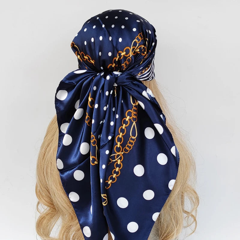 90cm Women Four Seasons Square Silk Satin Bandana Wrap Shawl Scarves Scarfs Spk11