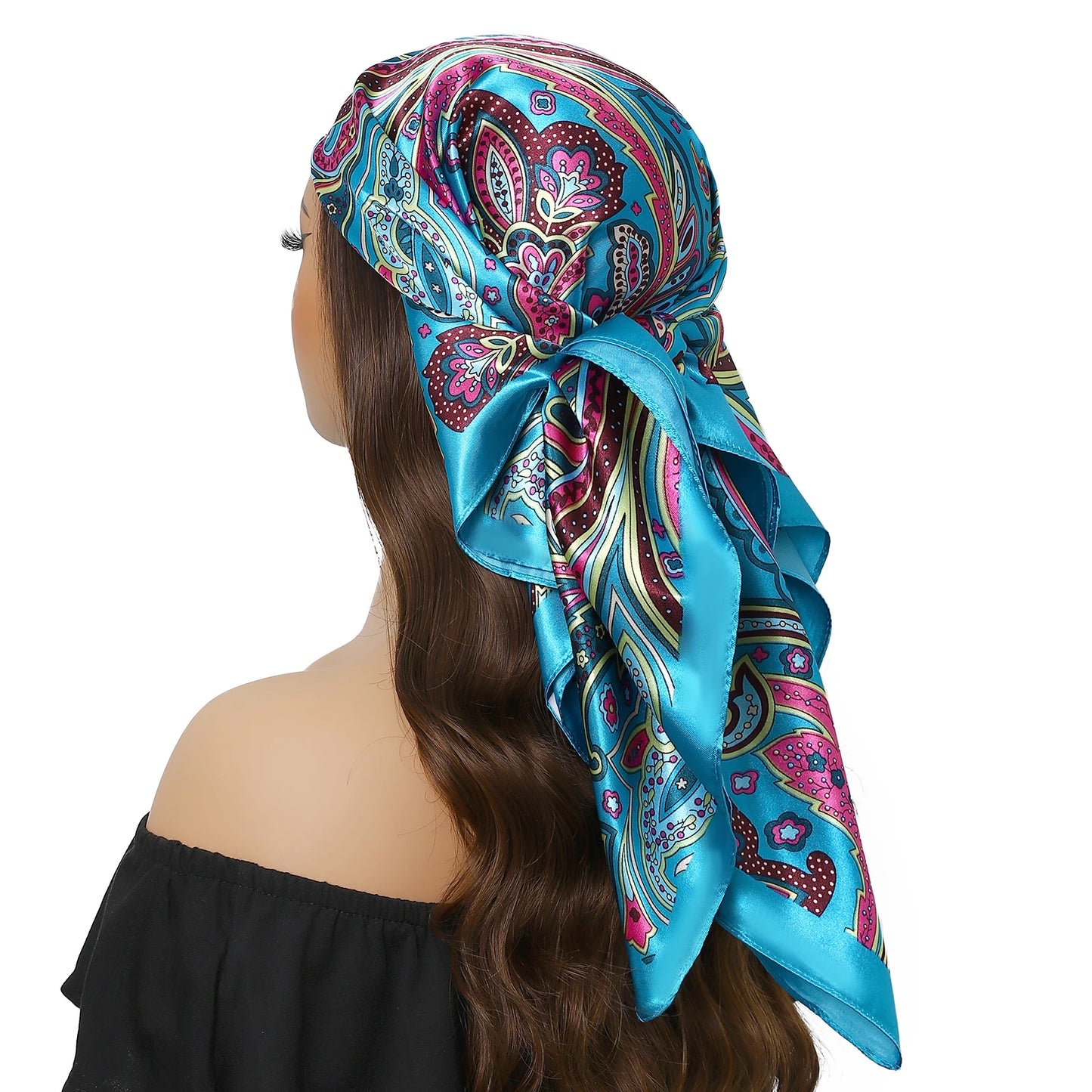 90cm Women Four Seasons Square Silk Satin Bandana Wrap Shawl Scarves Scarfs Spk13