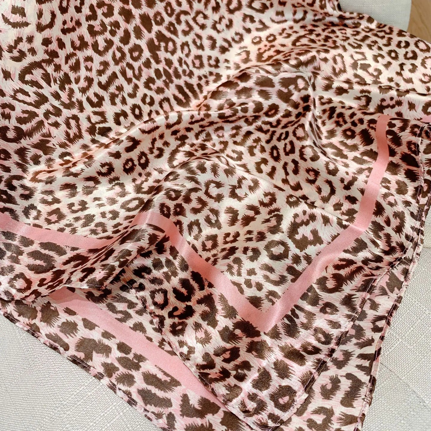 Women Fashion Scarf Square Silk Leopard Prints Large Bandana Shawl Wraps Scarves