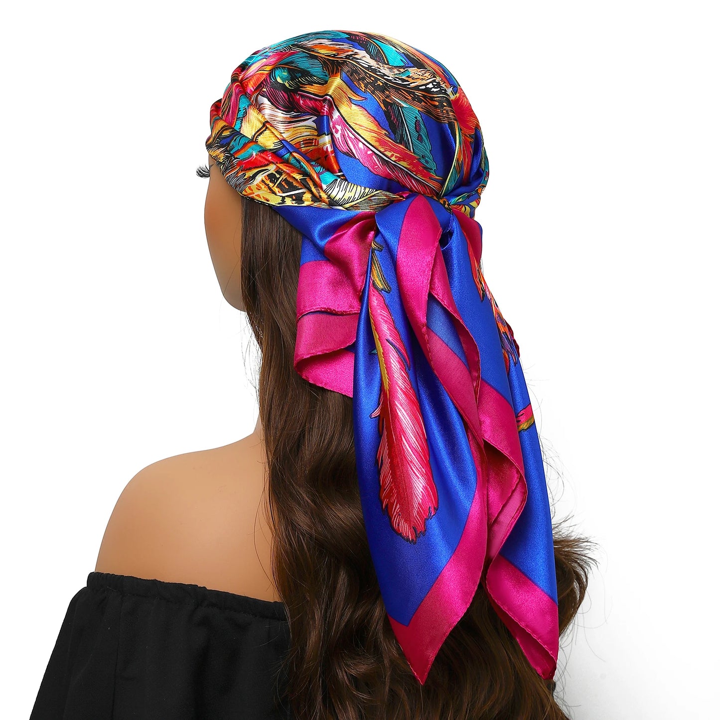 90cm Women Four Seasons Square Silk Satin Bandana Wrap Shawl Scarves Scarfs Sqk7