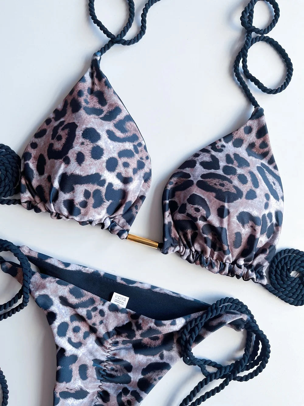 Sexy Leopard Print Two Piece Beachwear Bathing Swim Bikini Suit
