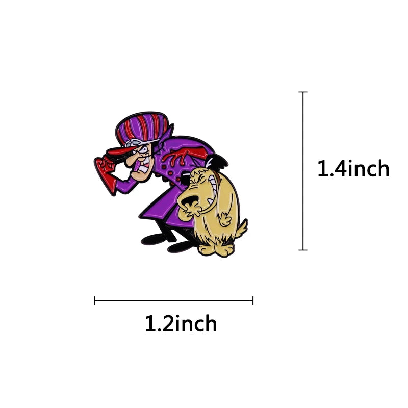 Cartoon Villain Dick Dastardly Mutley Dog Enamel Pin Brooches Badge