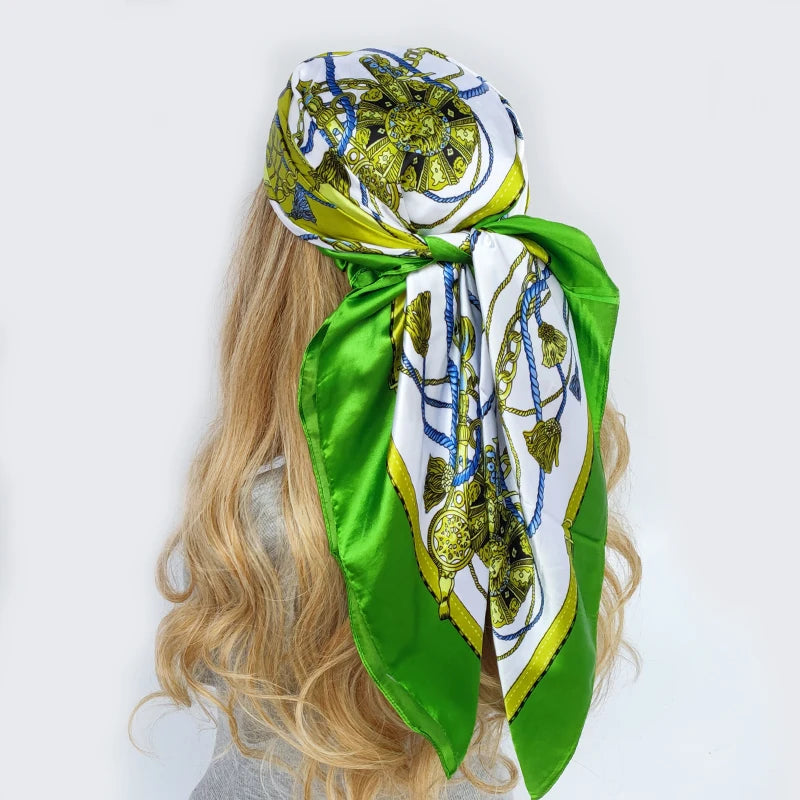 90cm Women Four Seasons Square Silk Satin Bandana Wrap Shawl Scarves Scarfs gf02