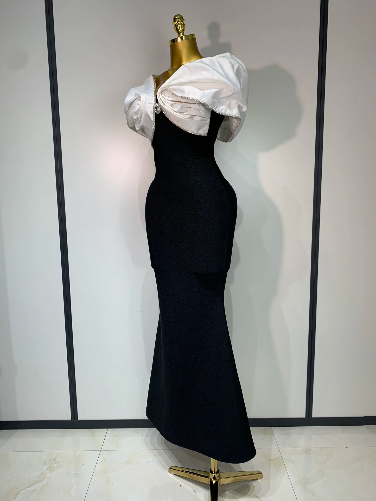 Sexy Off Shoulder Rhinestone Maxi Long Bandage Evening Party Dress