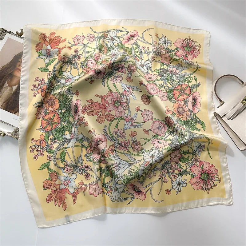 Women Silk Like Square Scarf Printed Satin Bandana Shawl Wraps Scarves