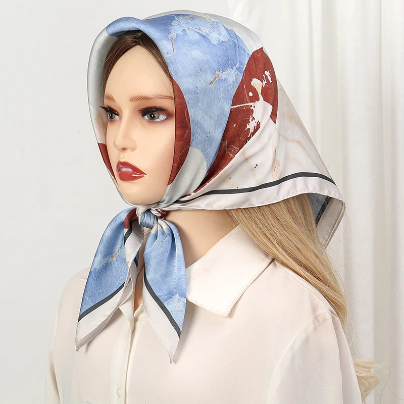 70cm Women Design Square Fashion Printed Satin Silk Scarf Scarves