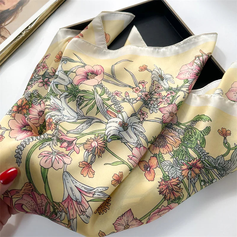 Women Silk Like Square Scarf Printed Satin Bandana Shawl Wraps Scarves