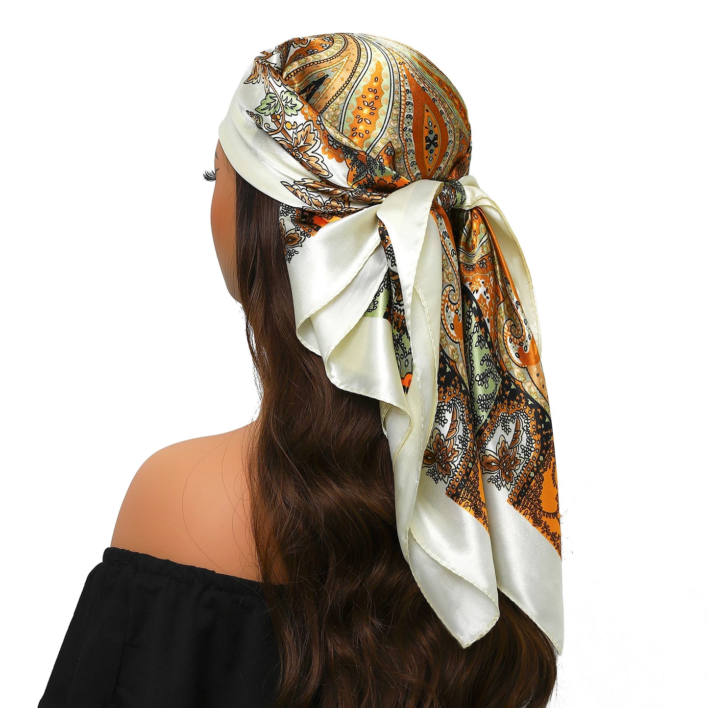 90cm Women Four Seasons Square Silk Satin Bandana Wrap Shawl Scarves Scarfs Spk13