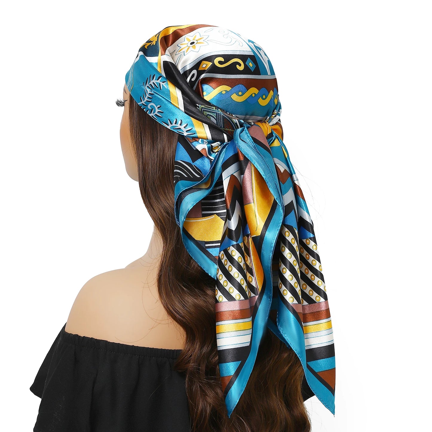 90cm Women Four Seasons Square Silk Satin Bandana Wrap Shawl Scarves Scarfs kfy1