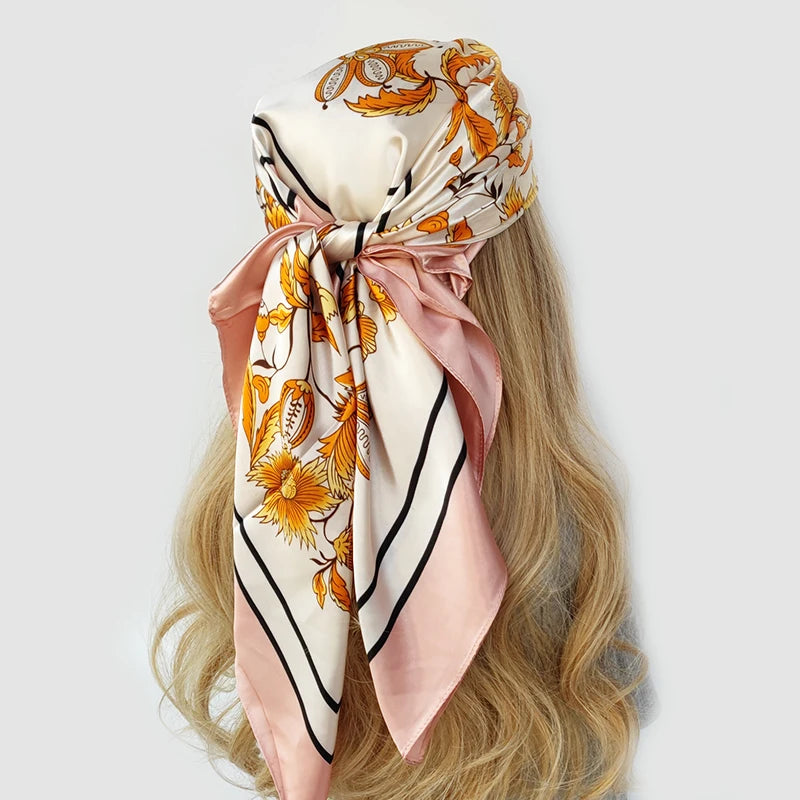 90cm Women Fashion Square Silk Satin Bandana Wrap Shawl Scarves Scarf