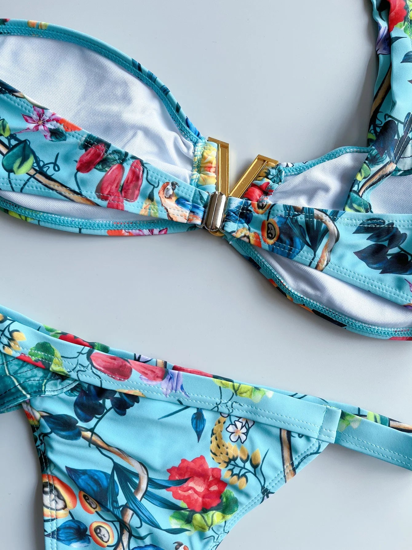 Two-Pieces Sexy Floral Push-Up Strappy Ruffles Bandage Bikini Swimsuit Swimwear Bathing Suit