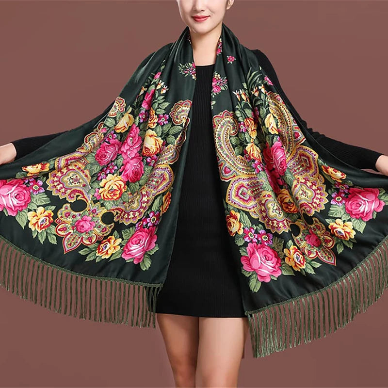 70x170cm Women Fashion Embroidery Shawls Scarf Pashmina Flower Printed Wraps Scarves