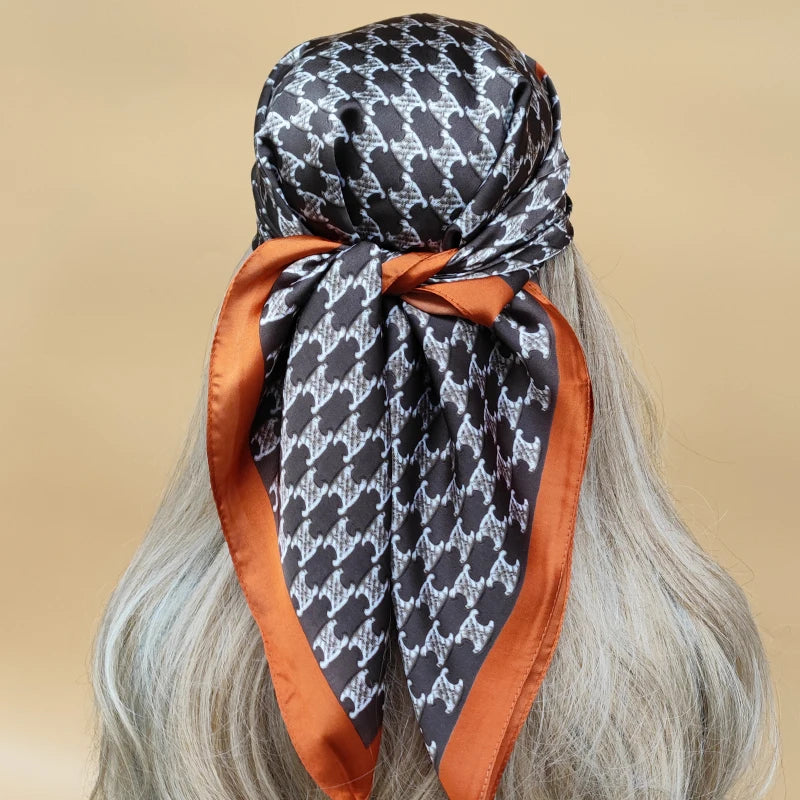 90cm Women Four Seasons Square Silk Satin Bandana Wrap Shawl Scarves Scarfs SRk3