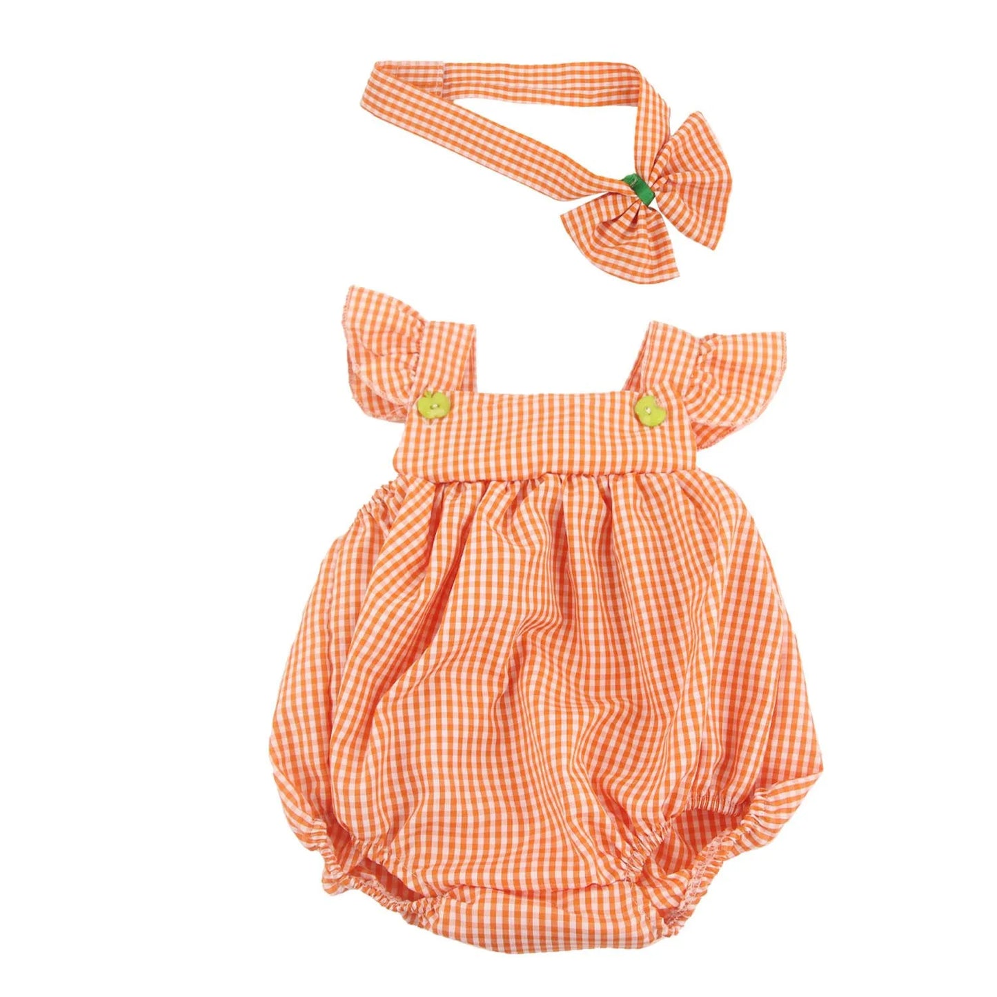 55cm Baby Girl Doll Plaid Skirt + Hairband Outfit Clothes Suit For 22 Inches Reborn Toys
