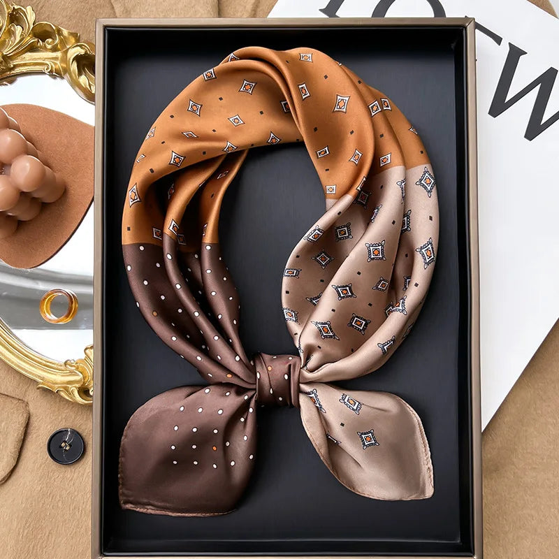 70*70cm Women Fashion Plaid Silk Satin Square Scarf Shawl Wrap Bandana Scarves