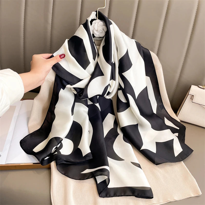 180x90cm Women Fashion Large Satin Silk Scarf Bandana Turban Shawl Scarves