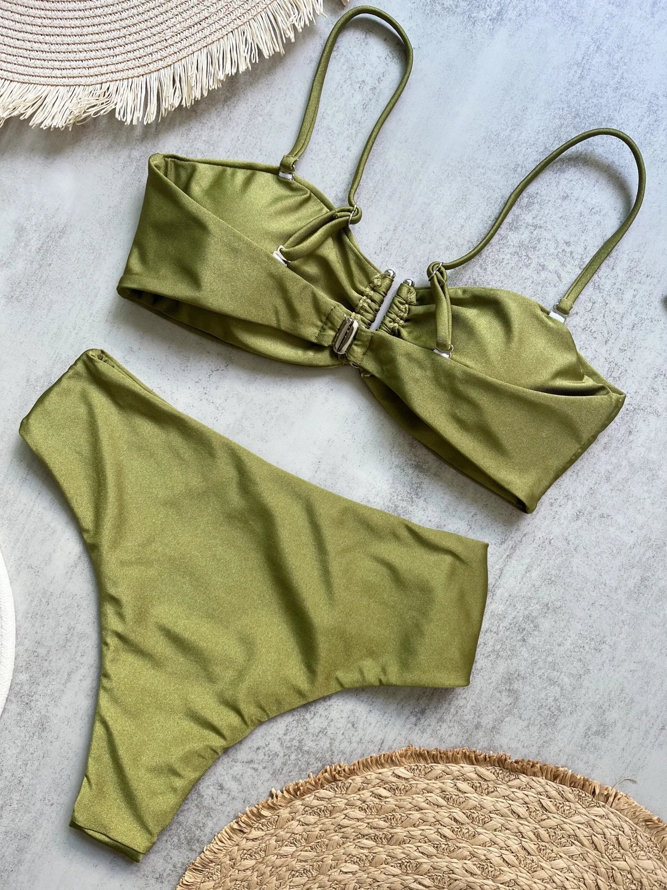 Sexy Push Up Swimwear Brazilian Bikini Thong Solid Beachwear Bathing Suits