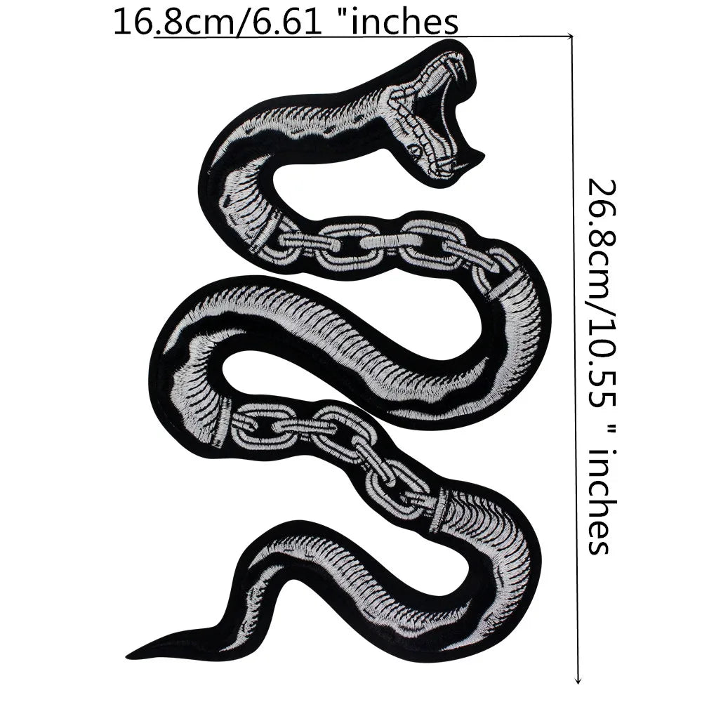 Large Black Snake Embroidery Tiger Maple Leaf Patches for Clothes Patch Stickers DIY Punk Badges for Iron-on Applique