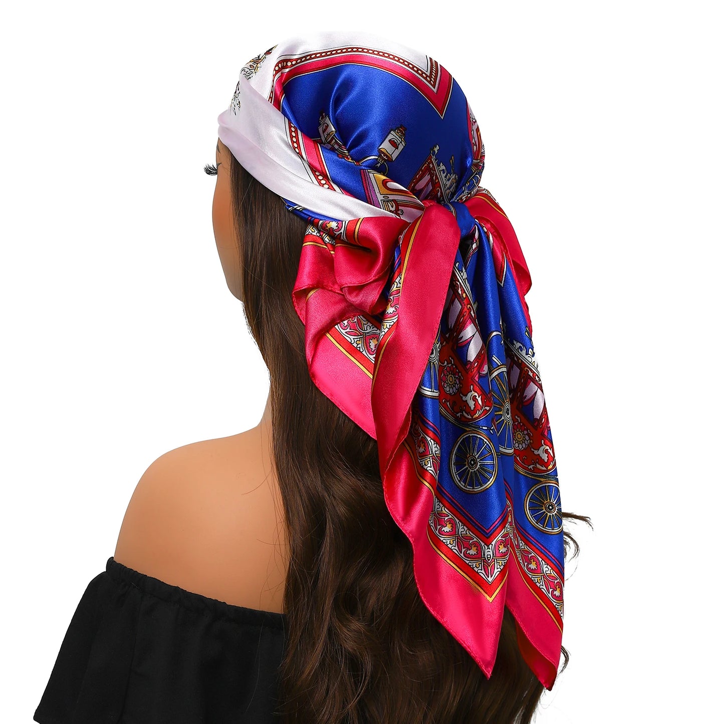 90cm Women Four Seasons Square Silk Satin Bandana Wrap Shawl Scarves Scarfs Sqk7