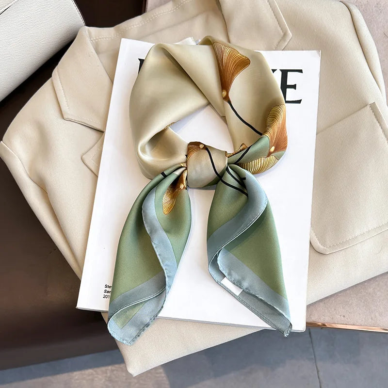 Women Silk Feeling Design Satin Square Scarf Wrap Shawl Scarves