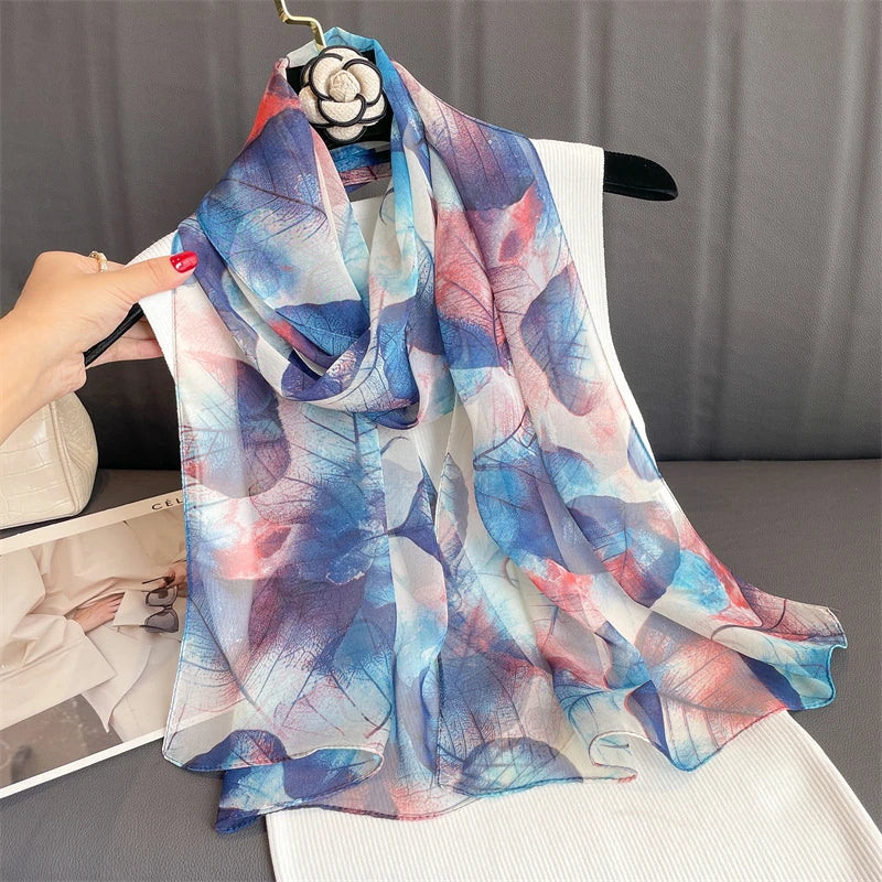 Women Beach Scarf Georgette Silk Shawls Design Printed Wraps Scarves