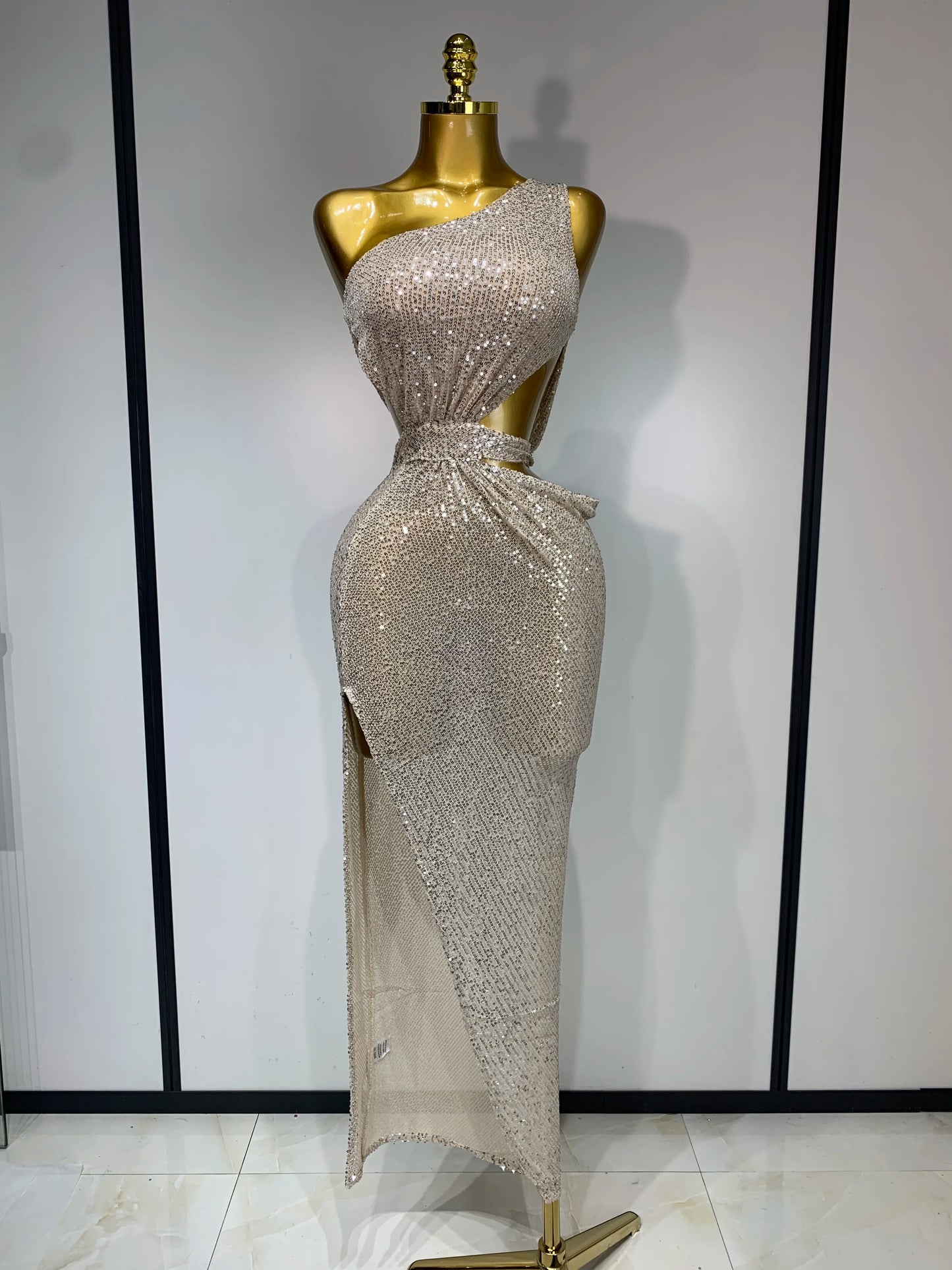 Sexy One Shoulder Long Designer Split Evening Party Birthday Dress