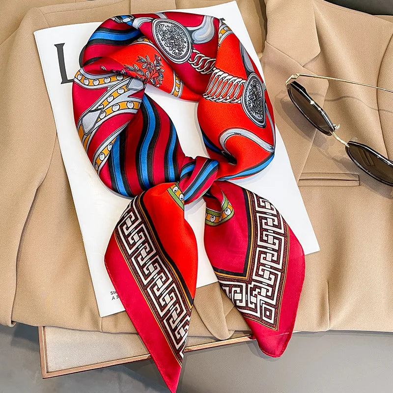 Women Fashion Square Small Silk Satin Scarf Design Printed Bandana Scarves