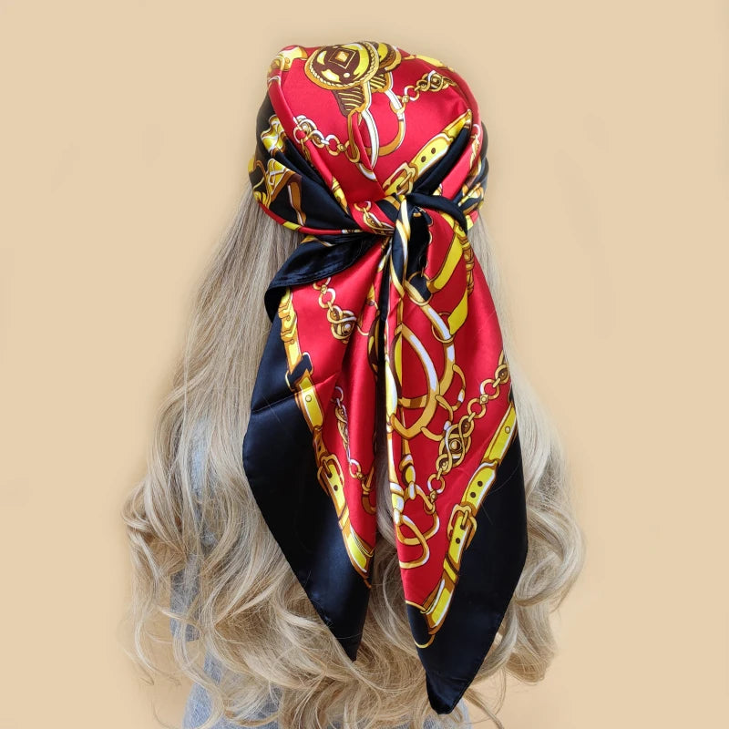 90cm Women Scarf Square Silk Satin Bandana Wrap Shawl Scarves Scarf