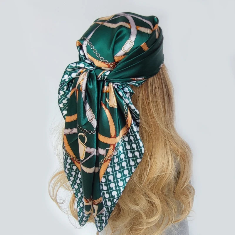90cm Women Four Seasons Square Silk Satin Bandana Wrap Shawl Scarves Scarfs gpk8