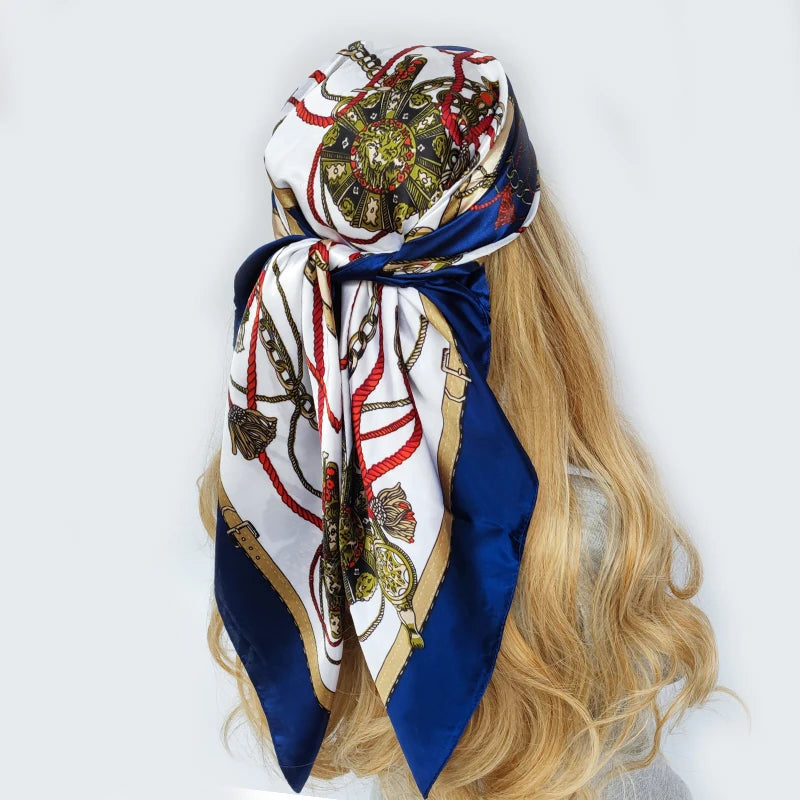 90cm Women Four Seasons Square Silk Satin Bandana Wrap Shawl Scarves Scarfs gf02