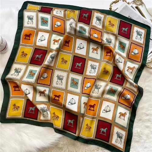 Women Fashion Silk Satin Cats Pets Printed Wrap Scarf Bandana Scarves