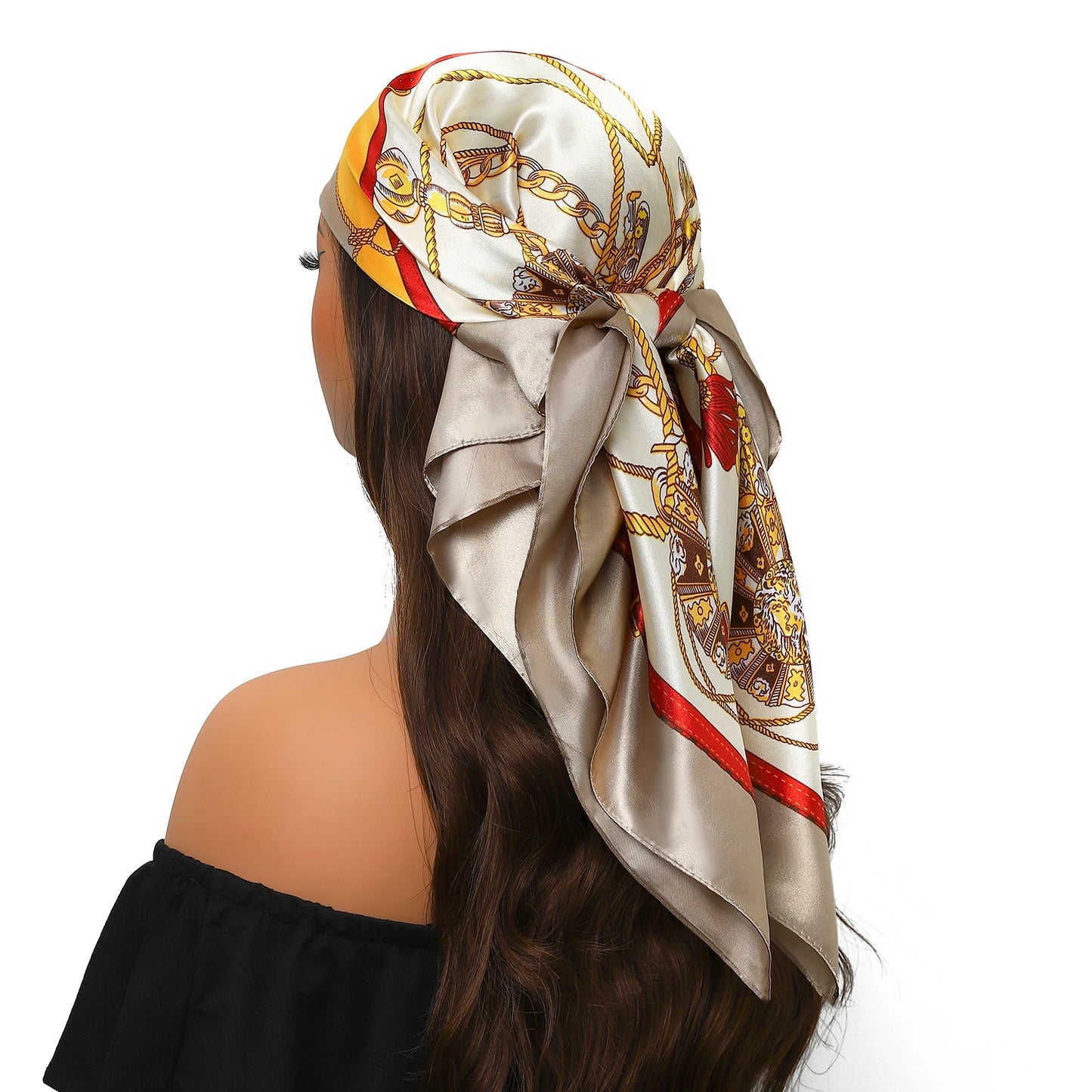 90cm Women Four Seasons Square Silk Satin Bandana Wrap Shawl Scarves Scarfs Sqk7