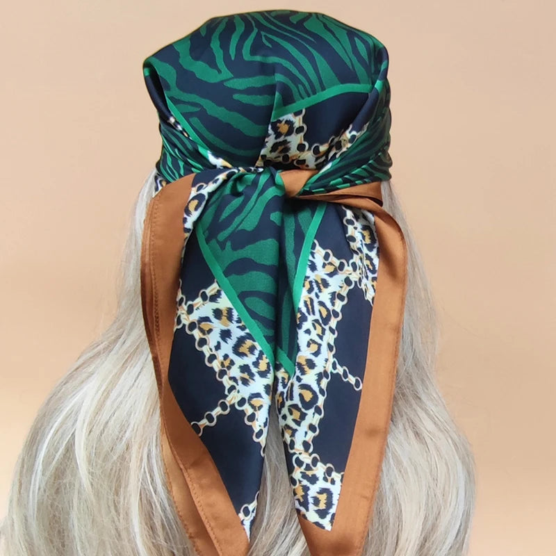 70X70cm Women Luxury Four Seasons Square Silk Satin Bandana Wrap Shawl Scarves Scarfs gk7