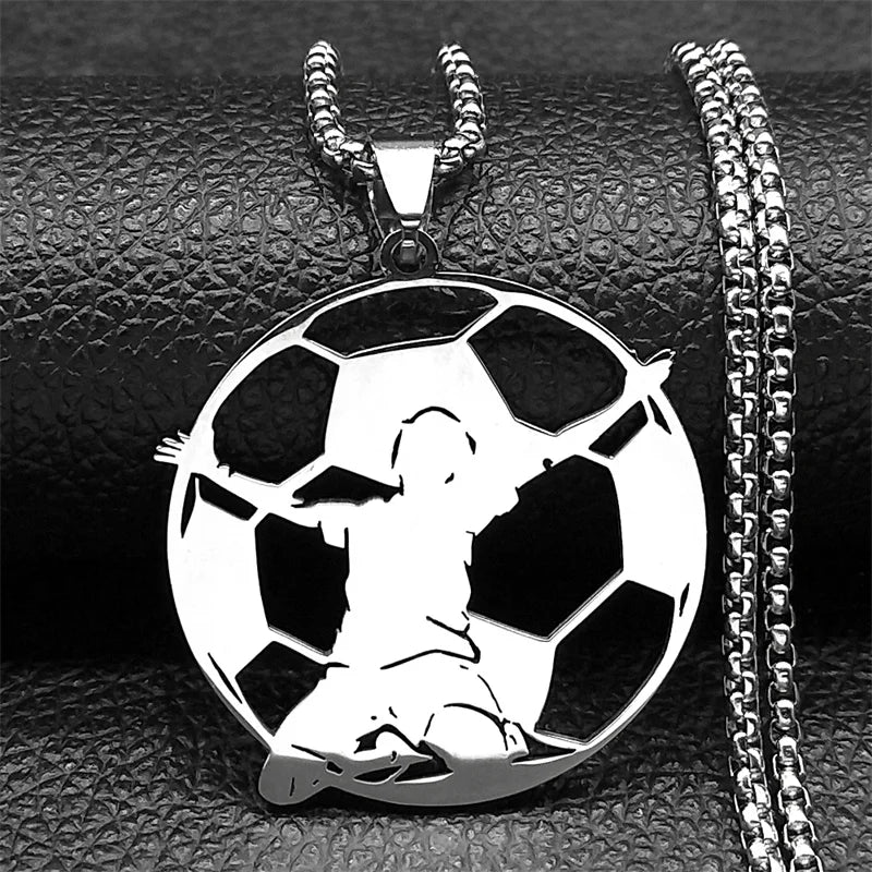 Women Men Soccer Football Goalkeeper Stainless Steel Gold Silver Color Sports Spirit Chain Necklace Pendant