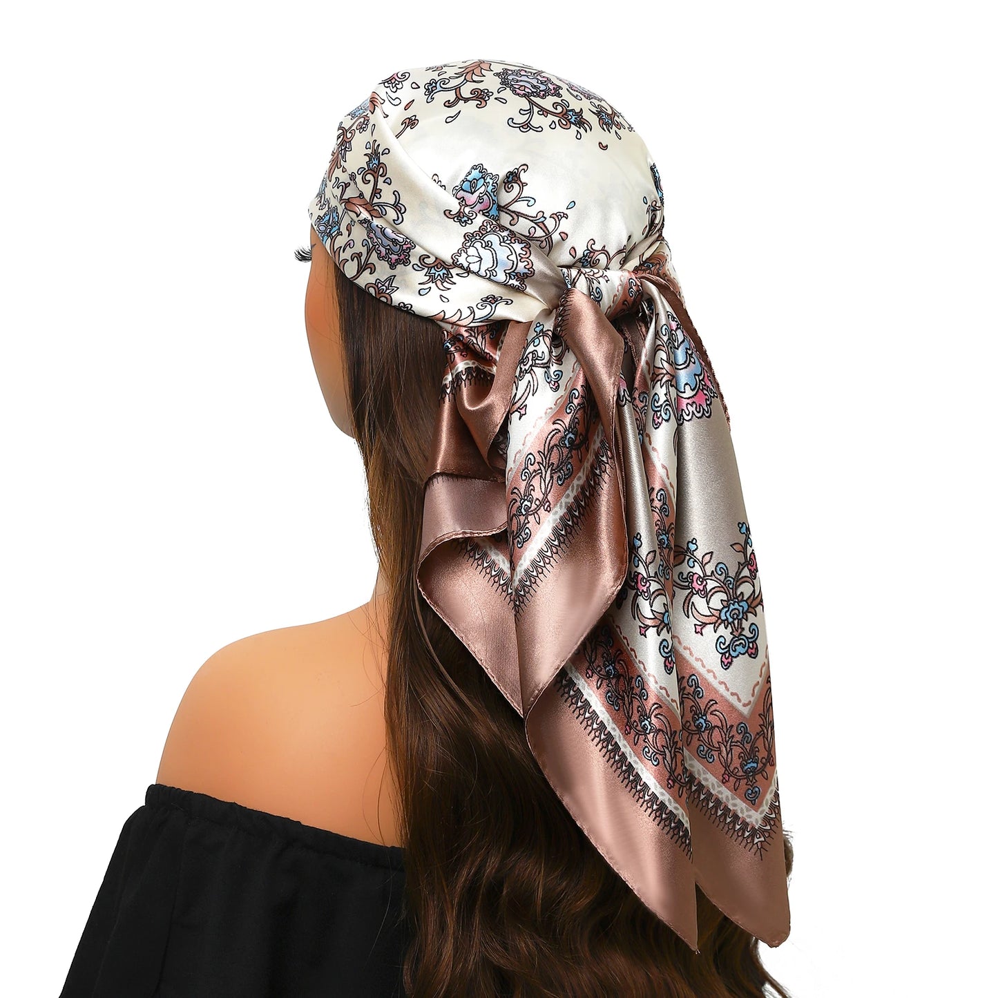 90cm Women Four Seasons Square Silk Satin Bandana Wrap Shawl Scarves Scarfs Spk13