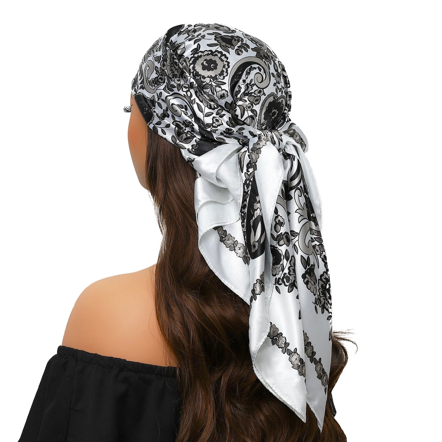 90cm Women Four Seasons Square Silk Satin Bandana Wrap Shawl Scarves Scarfs Spk13