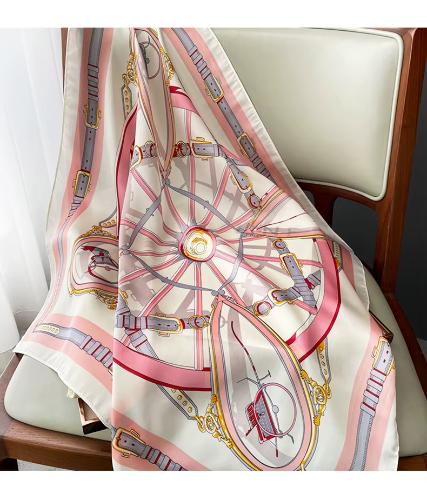 Luxury Silk Feeling Square Scarf Women 2024 Print Satin Neckerchief Spring Hair Band Foulard Bandana Echarpe Tie Shawl Wraps