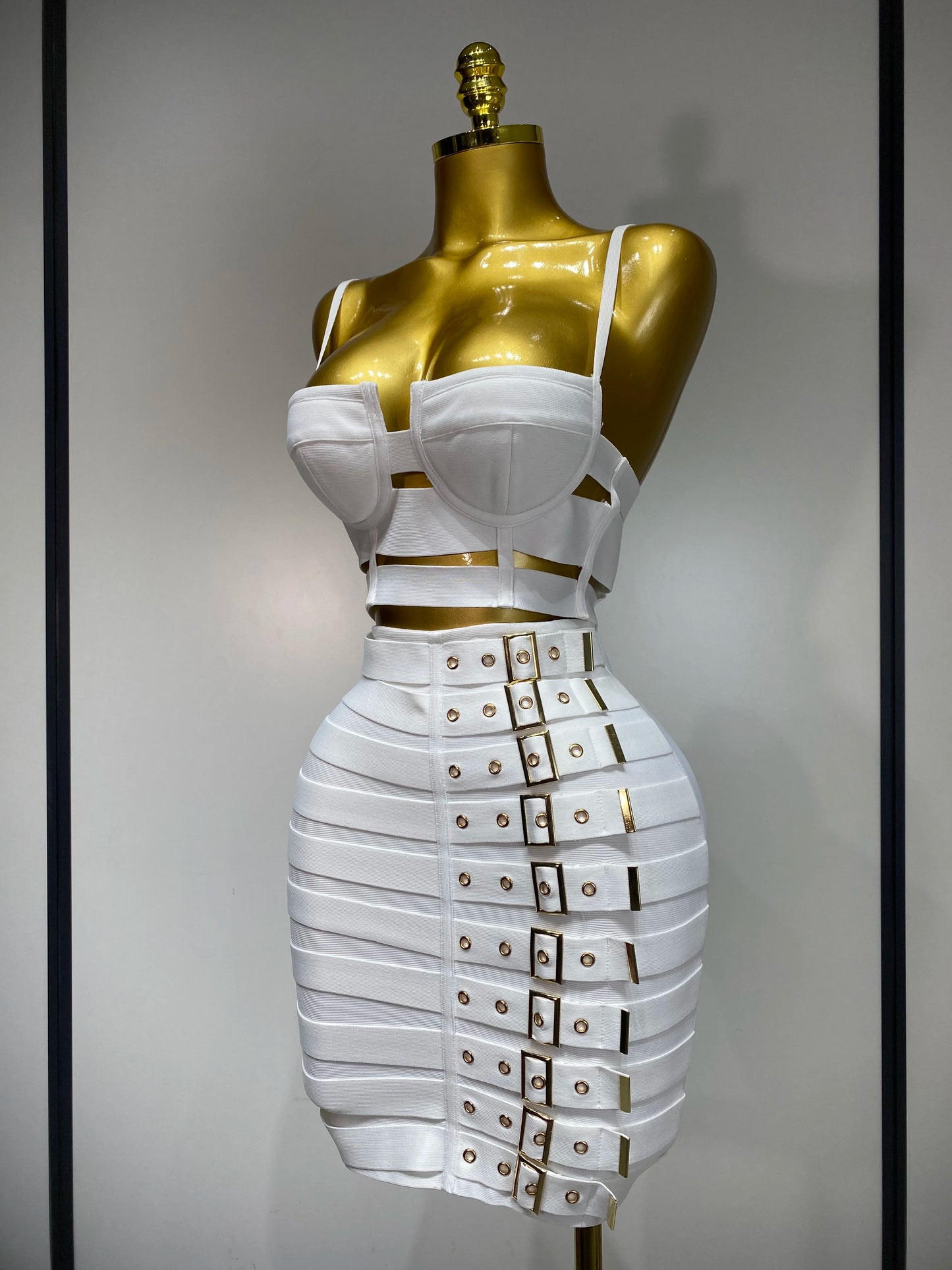 Sexy Cut Out Mini Bandage Two Piece Celebrity Evening Birthday Club Party Skirt Dress