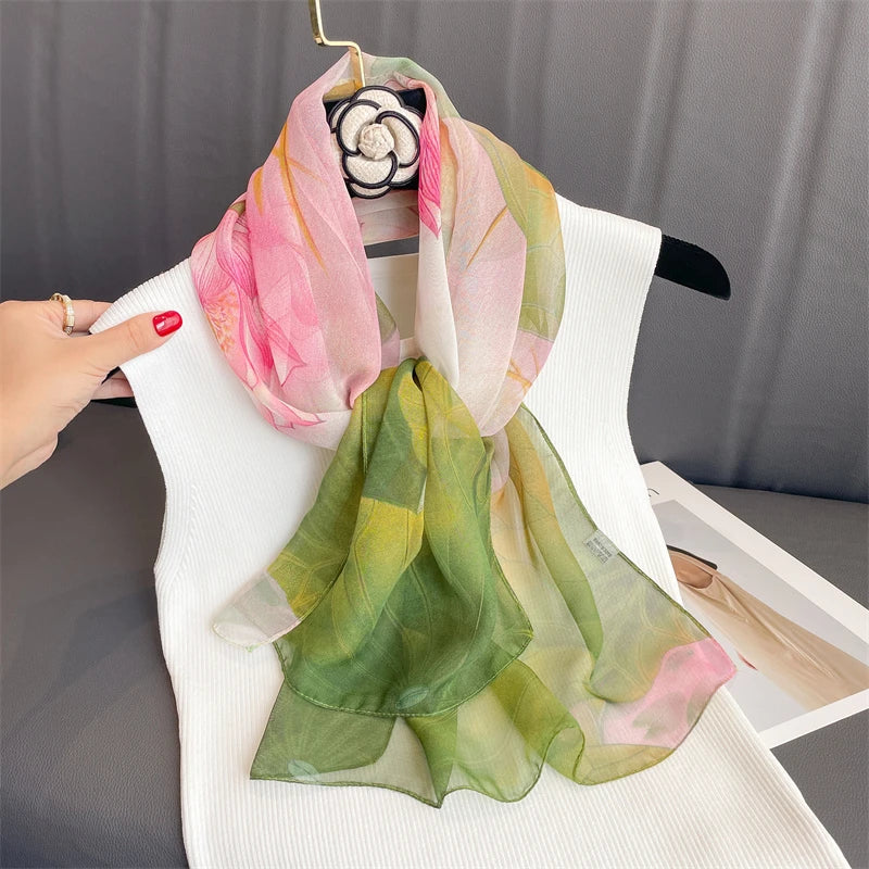 Women Beach Scarf Georgette Silk Shawls Design Printed Wraps Scarves