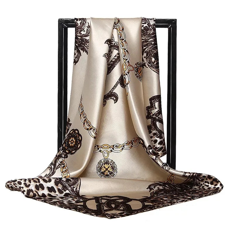 90cm Women Four Seasons Square Silk Satin Bandana Wrap Shawl Scarves Scarfs Sqk7
