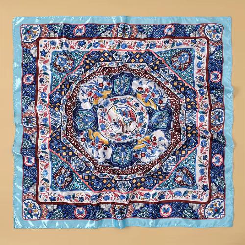 Women Fashion Silk Square Vintage Hijab Flower Prints Pashmina Bandana Scarves