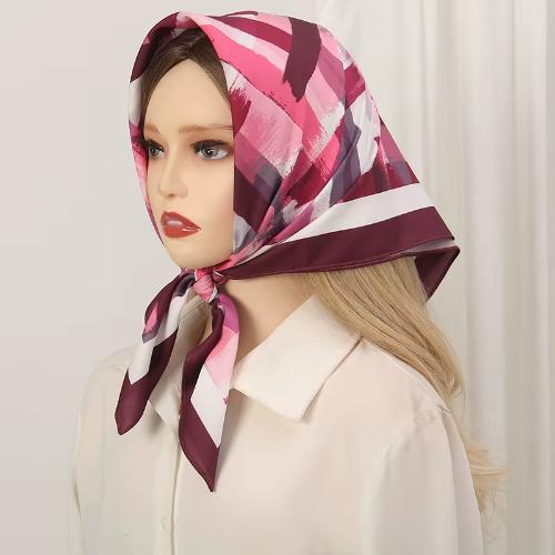 70cm Women Design Square Fashion Printed Satin Silk Scarf Scarves