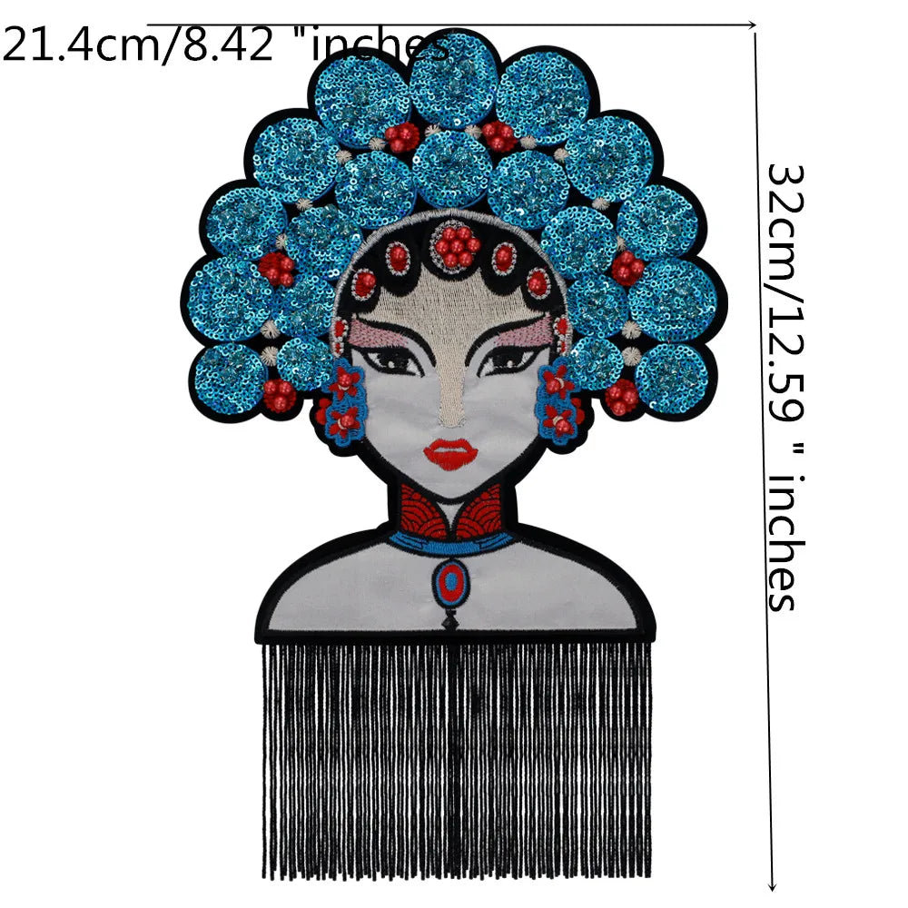 Embroidery Cartoon figure Opera characters embroidered applique Peking beaded Patches Patch by sewing