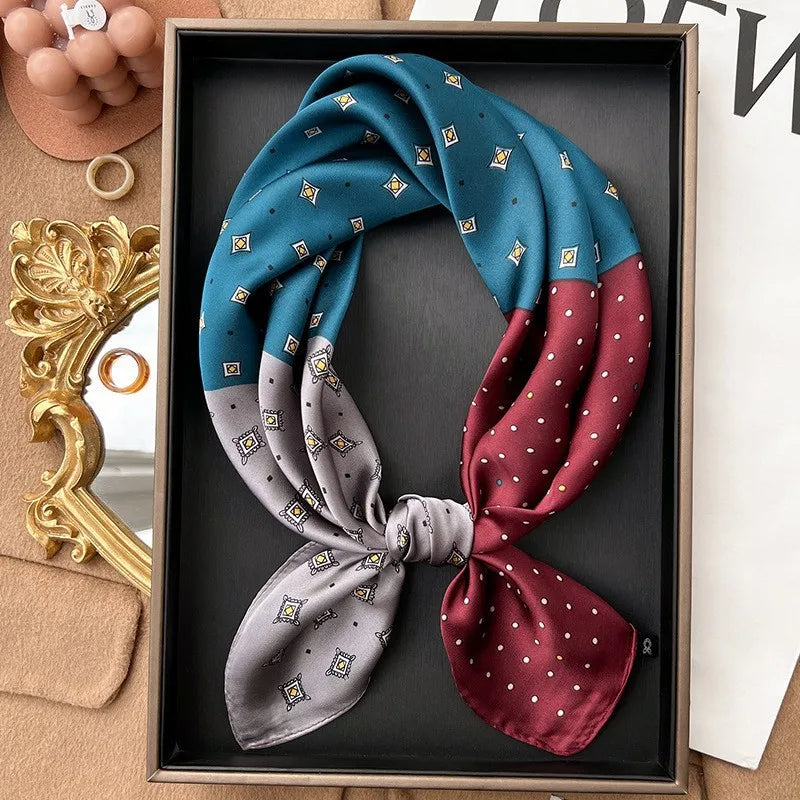 70*70cm Women Fashion Plaid Silk Satin Square Scarf Shawl Wrap Bandana Scarves