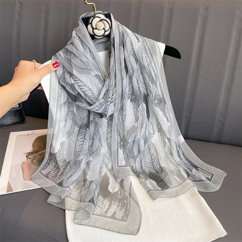 Women Beach Scarf Georgette Silk Shawls Design Printed Wraps Scarves