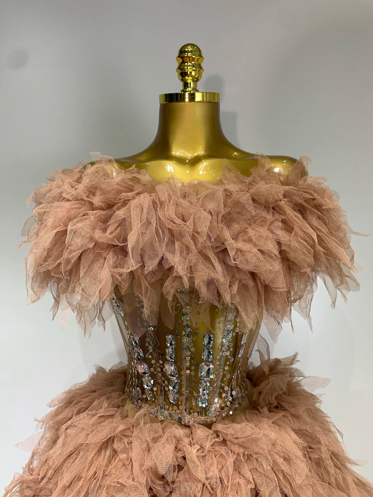 Sexy Strapless Mesh Two Pieces Celebrity Night Party Prom Birthday Dress