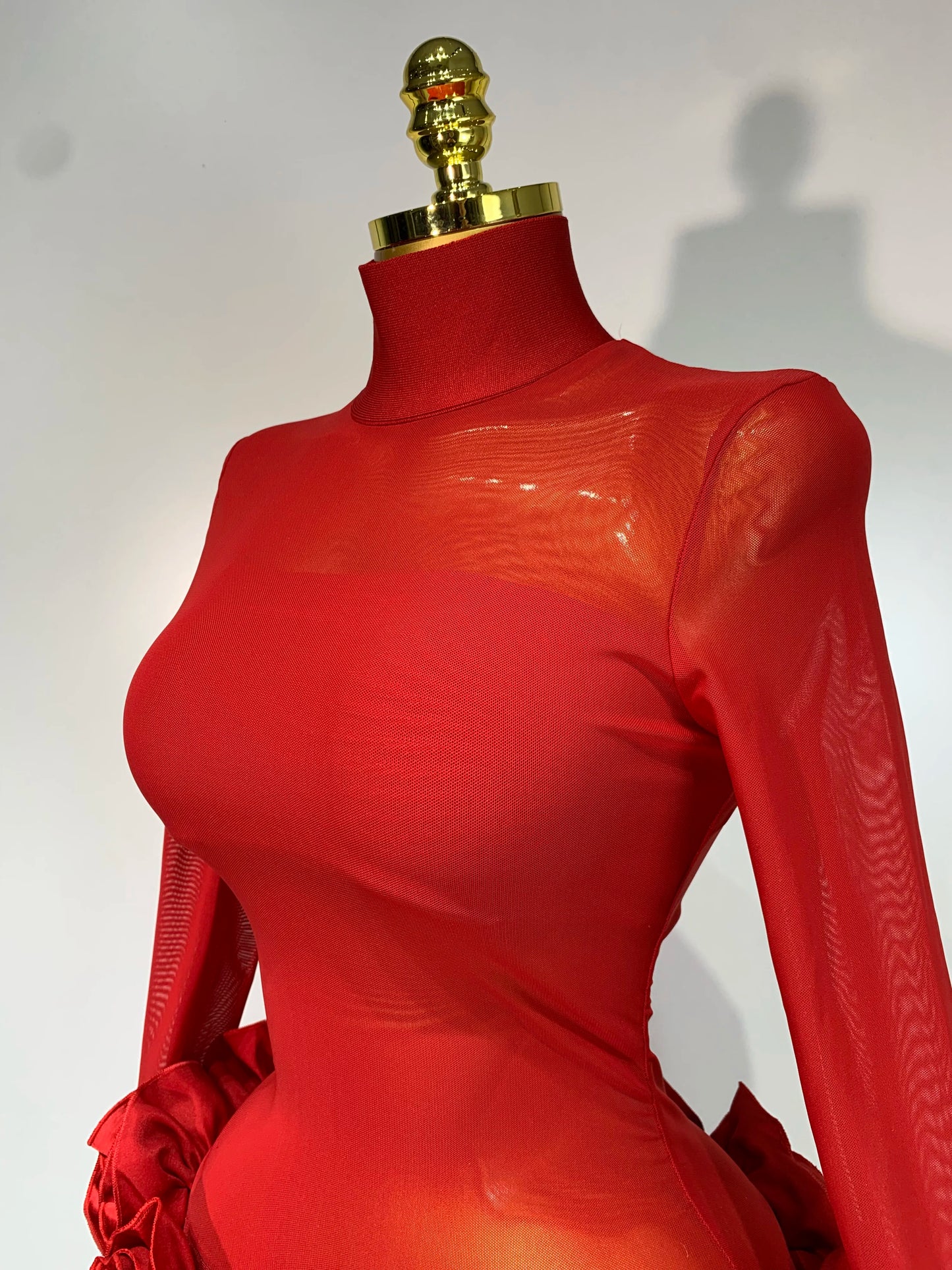 Sexy Mesh See through Stereoscopic Flowers White Red Mini Bandage Birthday Evening Party Dress